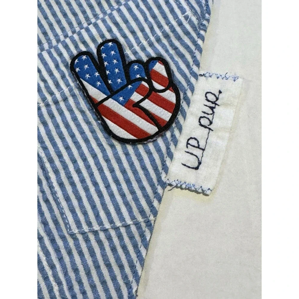 Handmade Over the Collar Dog Bandana Slide on Reversible Peace America Upcycle